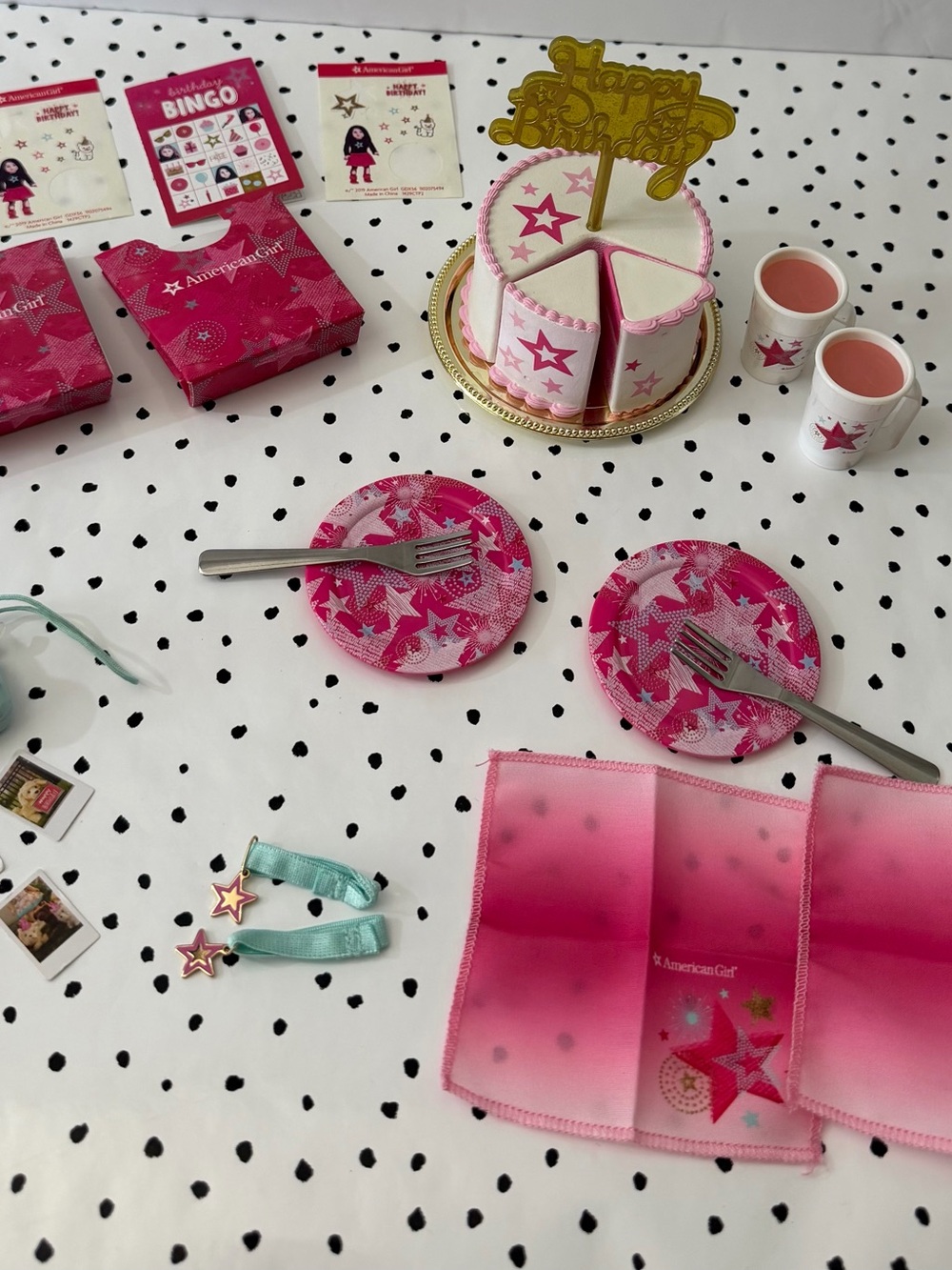 American Girl Birthday Party Set Complete Truly Me 2019 Retired Cake Camera